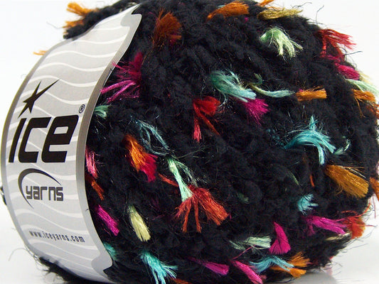 Lot of 4 x 100gr Skeins Ice Yarns SALE EYELASH BLEND Yarn Black Fuchsia Turquoise Copper Black Gold