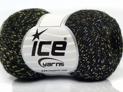Lot of 8 Skeins Ice Yarns SALE METALLIC Hand Knitting Yarn Black Gold