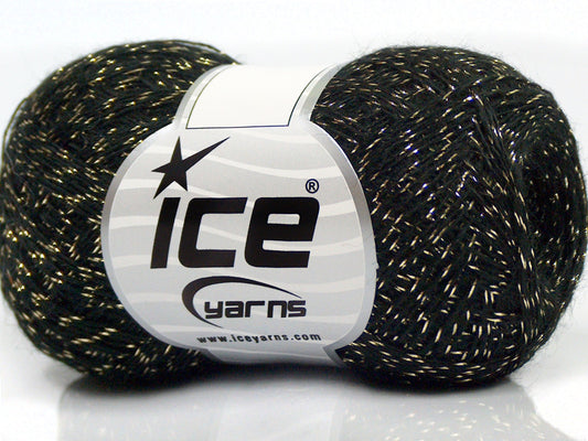 Lot of 8 Skeins Ice Yarns SALE METALLIC Hand Knitting Yarn Black Gold
