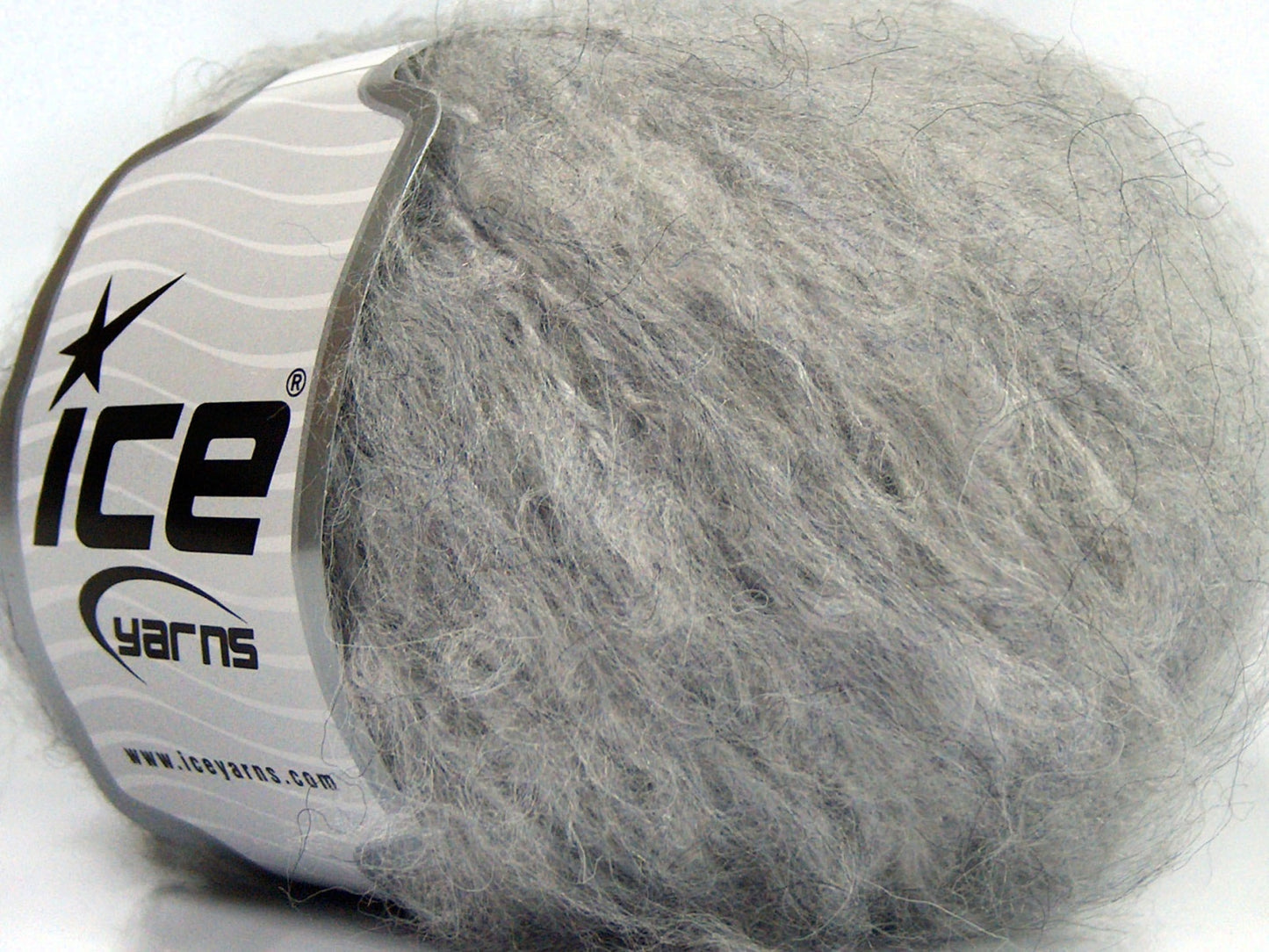 Lot of 8 Skeins Ice Yarns KAN MOHAIR (20% Mohair 25% Wool) Yarn Light Grey Melange