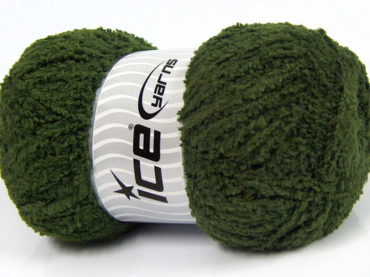 Lot of 4 x 100gr Skeins Ice Yarns PUFFY (100% MicroFiber) Yarn Jungle Green