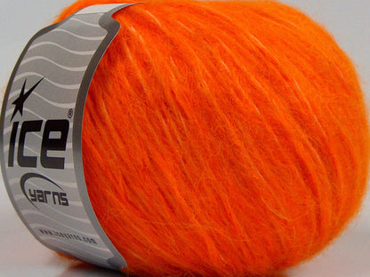 Lot of 8 Skeins Ice Yarns FLEECY WOOL (22% Wool) Hand Knitting Yarn Orange