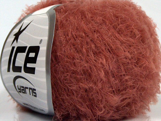 Lot of 8 Skeins Ice Yarns SALE EYELASH Hand Knitting Yarn Dark Salmon