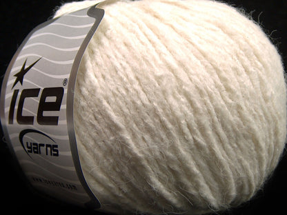 Lot of 8 Skeins Ice Yarns SALE PLAIN (7% Elastan) Hand Knitting Yarn Ecru