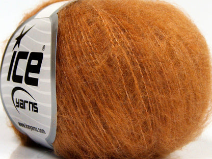 Lot of 10 Skeins Ice Yarns FLUFFY SUPERFINE (20% Wool) Yarn Caramel