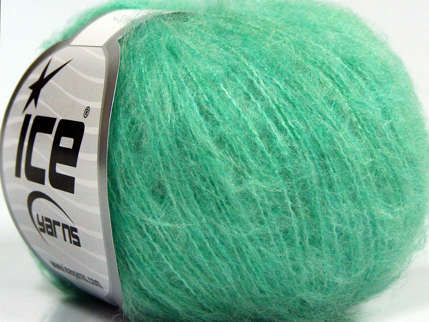 Lot of 10 Skeins Ice Yarns FLUFFY SUPERFINE (20% Wool) Yarn Mint Green