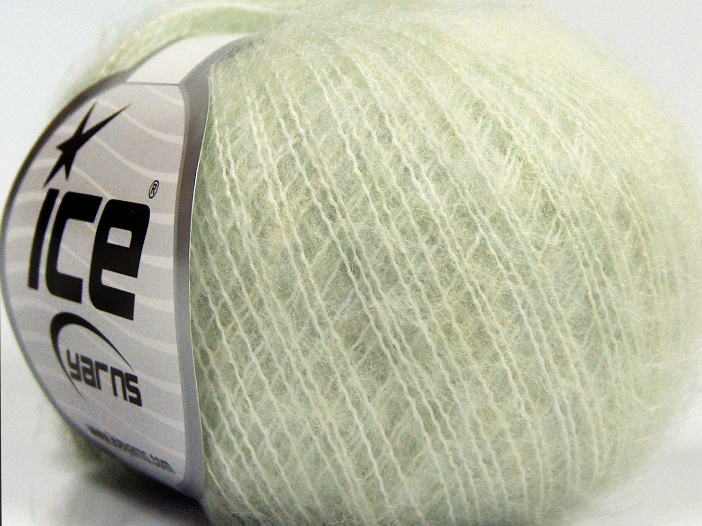Lot of 10 Skeins Ice Yarns FLUFFY SUPERFINE (20% Wool) Yarn Light Water Green