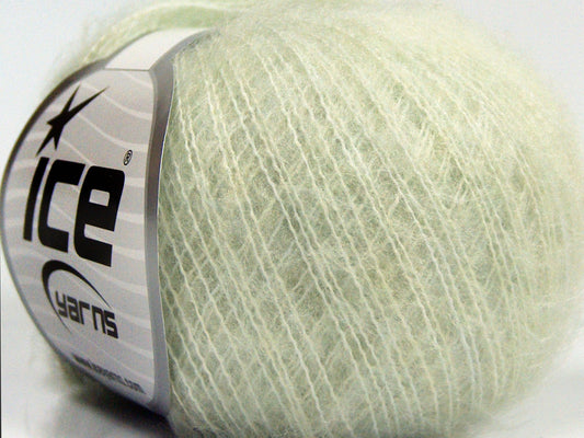 Lot of 10 Skeins Ice Yarns FLUFFY SUPERFINE (20% Wool) Yarn Light Water Green