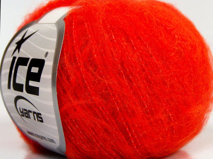 Lot of 10 Skeins Ice Yarns FLUFFY SUPERFINE (20% Wool) Hand Knitting Yarn Red