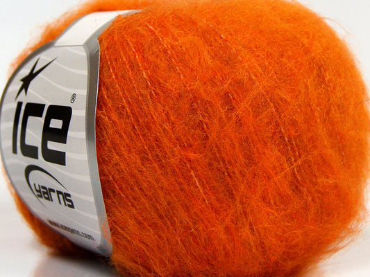 Lot of 10 Skeins Ice Yarns FLUFFY SUPERFINE (20% Wool) Yarn Dark Orange