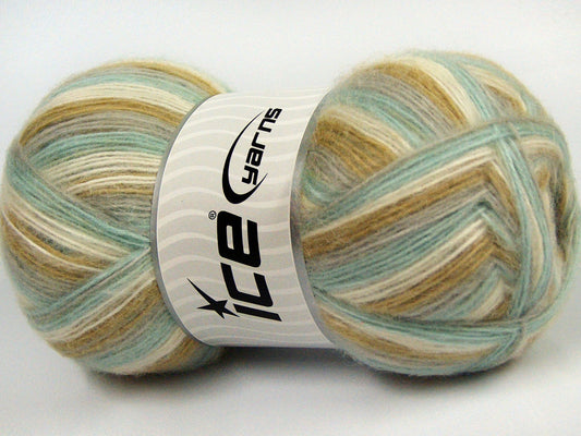 Lot of 4 x 100gr Skeins Ice Yarns ANGORA COLORS (18% Angora 32% Wool) Yarn Light Grey Light Camel Cream Mint