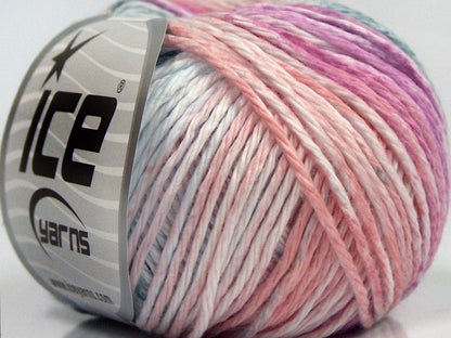 Lot of 8 Skeins Ice Yarns MONA LISA (100% Cotton) Yarn Light Salmon White Pink Water Green