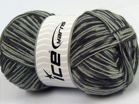 Lot of 4 x 100gr Skeins Ice Yarns MAGIC SOCK (75% Superwash Wool) Yarn Grey Shades