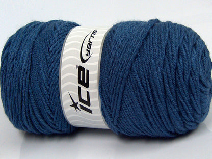 Lot of 2 x 160gr Skeins Ice Yarns SALE PLAIN Hand Knitting Yarn Jeans Blue