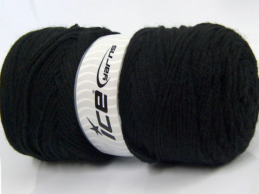 Lot of 2 x 200gr Skeins Ice Yarns SAVER Hand Knitting Yarn Black