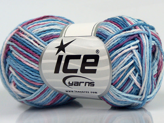 Lot of 8 Skeins Ice Yarns VIENNA Hand Knitting Yarn Blue Shades Orchid White