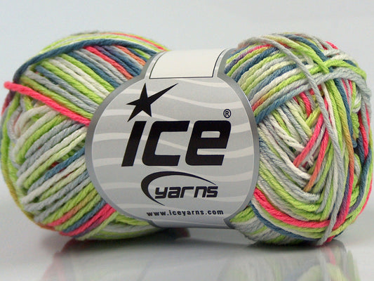 Lot of 8 Skeins Ice Yarns VIENNA Yarn Jeans Blue Grey Neon Green Neon Pink White