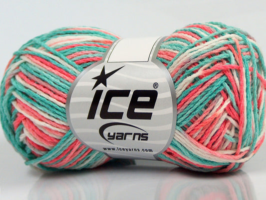 Lot of 8 Skeins Ice Yarns VIENNA Yarn Mint Green Salmon Shades White