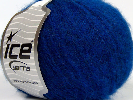 Lot of 8 Skeins Ice Yarns FLUFFY WOOL SUPERFINE (20% Wool 3% Elastan) Yarn Saxe Blue