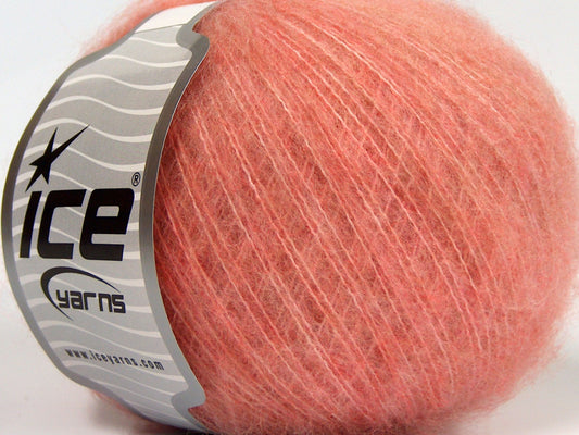 Lot of 8 Skeins Ice Yarns FLUFFY WOOL SUPERFINE (20% Wool 3% Elastan) Yarn Light Pink