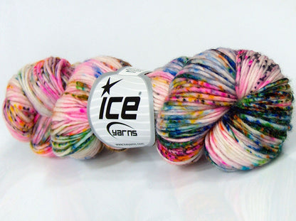 Lot of 2 x 100gr Skeins Ice Yarns HAND DYED SUPERWASH MERINO (100% Superwash Merino Wool) Yarn Pink Cream Green Shades Gold Orange Blue