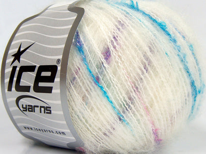 Lot of 8 Skeins Ice Yarns SALE WINTER (20% Wool 10% Mohair) Yarn Cream Rainbow