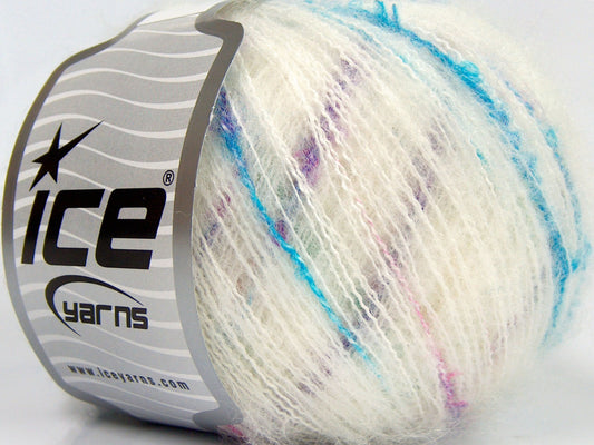 Lot of 8 Skeins Ice Yarns SALE WINTER (20% Wool 10% Mohair) Yarn Cream Rainbow