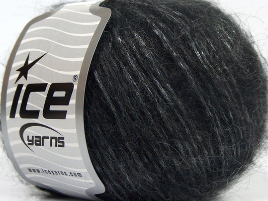 Lot of 8 Skeins Ice Yarns KID MOHAIR MERINO (20% Kid Mohair 24% Merino Wool) Yarn Anthracite Black