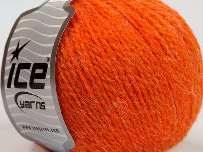 Lot of 8 Skeins Ice Yarns ANGORA COMFORT LIGHT (10% Angora 3% Elastan) Yarn Orange