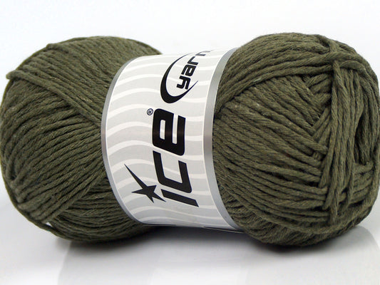 Lot of 4 x 100gr Skeins Ice Yarns NATURAL COTTON WORSTED (100% Cotton) Yarn Dark Khaki