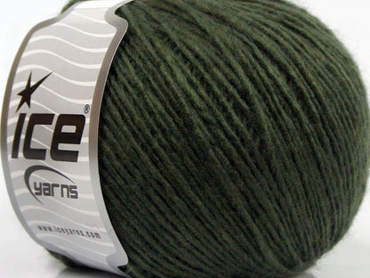 Lot of 8 Skeins Ice Yarns WOOL CORD LIGHT (50% Wool) Yarn Dark Khaki