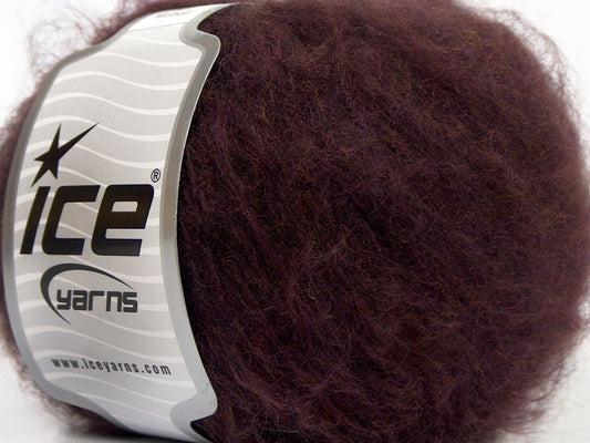 Lot of 8 Skeins Ice Yarns KAN MOHAIR (20% Mohair 25% Wool) Yarn Dark Maroon