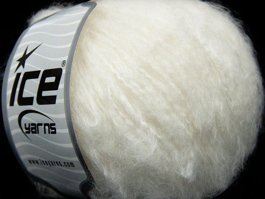 Lot of 8 Skeins Ice Yarns KAN MOHAIR (20% Mohair 25% Wool) Yarn White