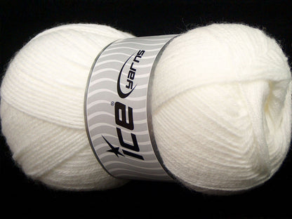 Lot of 4 x 100gr Skeins Ice Yarns SOFTLY BABY FINE Hand Knitting Yarn White