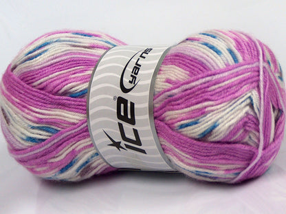 Lot of 4 x 100gr Skeins Ice Yarns SALE WINTER (25% Wool) Yarn Orchid White
