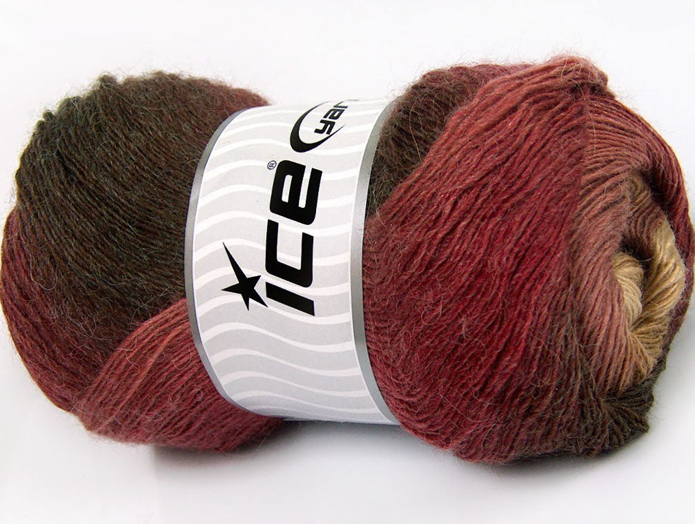 Lot of 4 x 100gr Skeins Ice Yarns SALE LUXURY-PREMIUM (20% Alpaca 20% Wool) Yarn Brown Shades Burgundy