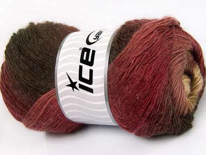 Lot of 4 x 100gr Skeins Ice Yarns SALE LUXURY-PREMIUM (20% Alpaca 20% Wool) Yarn Brown Shades Burgundy
