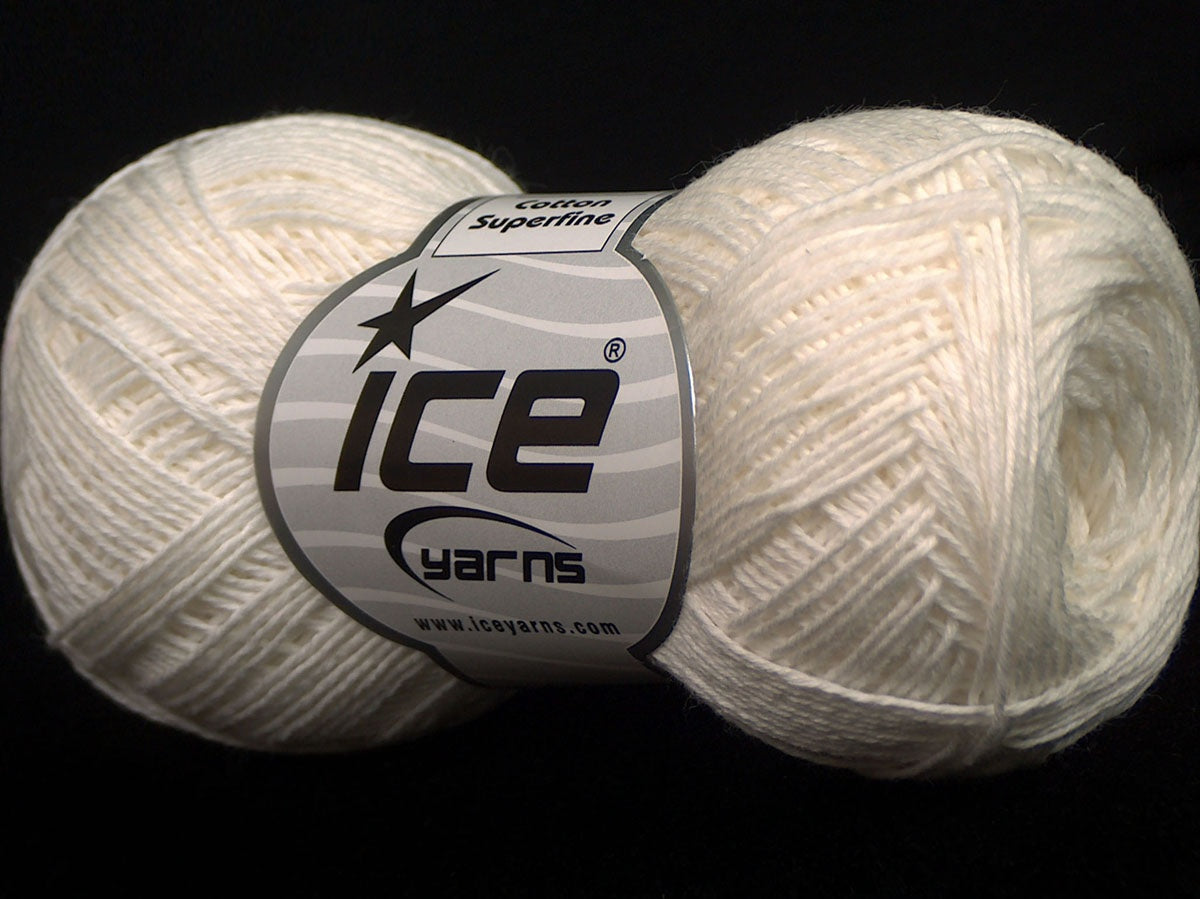 Lot of 8 Skeins Ice Yarns COTTON SUPERFINE (100% Cotton) Yarn Ecru