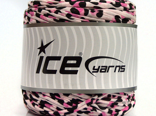 600 gr ICE YARNS UPCYCLED FABRIC 600 (95% Cotton 5% Elastan) Yarn Pink Shades Black