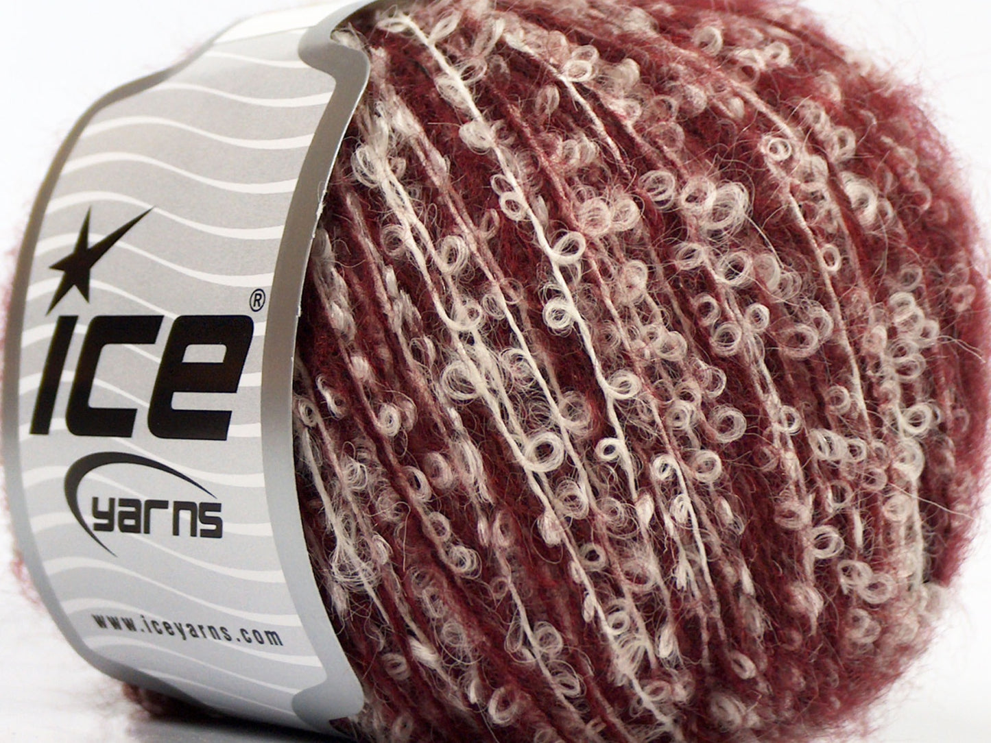 Lot of 8 Skeins Ice Yarns SALE MOHAIR-WOOL BLEND (20% Alpaca Superfine 20% Kid Mohair) Yarn Burgundy White