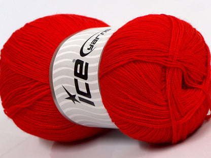 Lot of 4 x 100gr Skeins Ice Yarns KRISTAL Hand Knitting Yarn Red