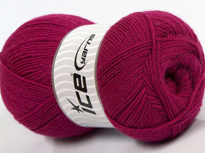 Lot of 4 x 100gr Skeins Ice Yarns MERINO GOLD (60% Merino Wool) Yarn Dark Fuchsia