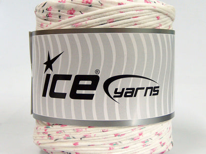 600 gr ICE YARNS UPCYCLED FABRIC 600 (95% Cotton 5% Elastan) Yarn White Pink Green