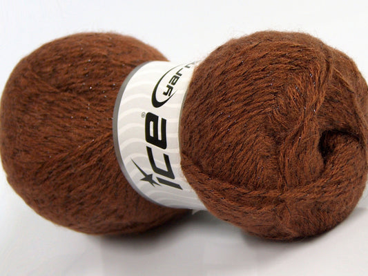 Lot of 4 x 100gr Skeins Ice Yarns ELITE SHAWL GLITZ (10% Mohair 10% Wool) Yarn Light Brown