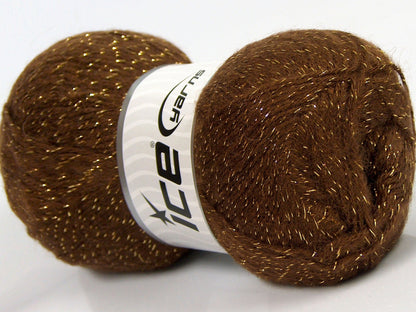 Lot of 4 x 100gr Skeins Ice Yarns ELITE SHAWL GLITZ (10% Mohair 10% Wool) Yarn Brown