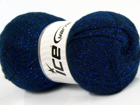 Lot of 4 x 100gr Skeins Ice Yarns ELITE SHAWL GLITZ (10% Mohair 10% Wool) Yarn Dark Navy