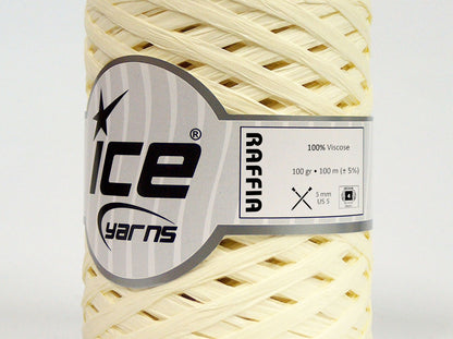 Lot of 2 x 100gr Skeins Ice Yarns RAFFIA (100% Viscose) Yarn Light Yellow