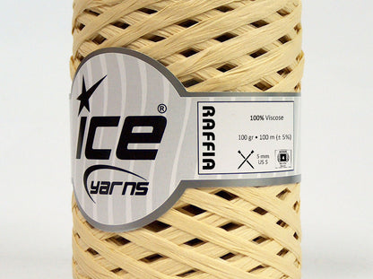 Lot of 2 x 100gr Skeins Ice Yarns RAFFIA (100% Viscose) Yarn Light Cream