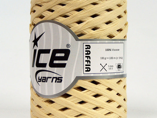 Lot of 2 x 100gr Skeins Ice Yarns RAFFIA (100% Viscose) Yarn Light Cream