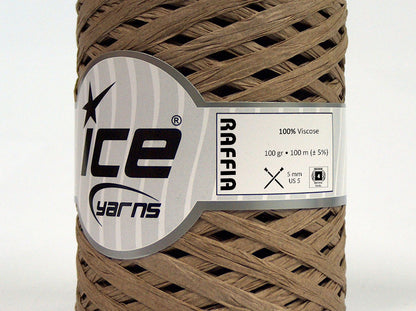 Lot of 2 x 100gr Skeins Ice Yarns RAFFIA (100% Viscose) Yarn Light Camel